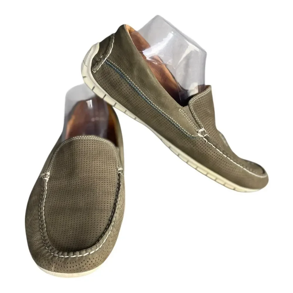 Johnston & Murphy Men’s Cort Perf Venetian Brown Nubuck Loafers Size-9M